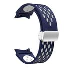 For Samsung Galaxy Watch FE 40mm Two Color Magnetic Folding Silver Buckle Silicone Watch Band(Midnight Blue White) - 3