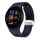 For Samsung Galaxy Watch FE 40mm Two Color Magnetic Folding Silver Buckle Silicone Watch Band(Midnight Blue Black) - 1