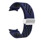 For Samsung Galaxy Watch FE 40mm Two Color Magnetic Folding Silver Buckle Silicone Watch Band(Midnight Blue Black) - 3