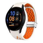 For Samsung Galaxy Watch FE 40mm Two Color Magnetic Folding Silver Buckle Silicone Watch Band(Starlight Orange) - 1