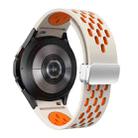 For Samsung Galaxy Watch FE 40mm Two Color Magnetic Folding Silver Buckle Silicone Watch Band(Starlight Orange) - 2