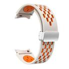 For Samsung Galaxy Watch FE 40mm Two Color Magnetic Folding Silver Buckle Silicone Watch Band(Starlight Orange) - 3