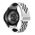 For Samsung Galaxy Watch 7 40 / 44mm Two Color Magnetic Folding Silver Buckle Silicone Watch Band(White Black) - 2