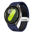 For Samsung Galaxy Watch 7 40 / 44mm Two Color Magnetic Folding Silver Buckle Silicone Watch Band(Midnight Blue Black) - 1