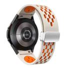 For Samsung Galaxy Watch 7 40 / 44mm Two Color Magnetic Folding Silver Buckle Silicone Watch Band(Starlight Orange) - 2