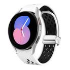 For Samsung Galaxy Watch 5 40 / 44mm Two Color Magnetic Folding Silver Buckle Silicone Watch Band(White Black) - 1