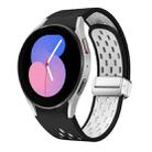 For Samsung Galaxy Watch 5 40 / 44mm Two Color Magnetic Folding Silver Buckle Silicone Watch Band(Black White) - 1