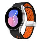 For Samsung Galaxy Watch 5 40 / 44mm Two Color Magnetic Folding Silver Buckle Silicone Watch Band(Black Orange) - 1