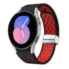 For Samsung Galaxy Watch 5 40 / 44mm Two Color Magnetic Folding Silver Buckle Silicone Watch Band(Black Red) - 1