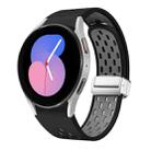 For Samsung Galaxy Watch 5 40 / 44mm Two Color Magnetic Folding Silver Buckle Silicone Watch Band(Black Gray) - 1