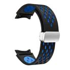 For Samsung Galaxy Watch 5 40 / 44mm Two Color Magnetic Folding Silver Buckle Silicone Watch Band(Black Sky Blue) - 3