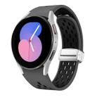 For Samsung Galaxy Watch 5 40 / 44mm Two Color Magnetic Folding Silver Buckle Silicone Watch Band(Coal Black) - 1