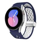 For Samsung Galaxy Watch 5 40 / 44mm Two Color Magnetic Folding Silver Buckle Silicone Watch Band(Midnight Blue White) - 1