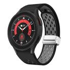 For Samsung Galaxy Watch 5 Pro 45mm Two Color Magnetic Folding Silver Buckle Silicone Watch Band(Black Gray) - 1