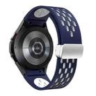 For Samsung Galaxy Watch 5 Pro 45mm Two Color Magnetic Folding Silver Buckle Silicone Watch Band(Midnight Blue White) - 2