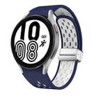 For Samsung Galaxy Watch 4 40 / 44mm Two Color Magnetic Folding Silver Buckle Silicone Watch Band(Midnight Blue White) - 1