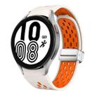 For Samsung Galaxy Watch 4 40 / 44mm Two Color Magnetic Folding Silver Buckle Silicone Watch Band(Starlight Orange) - 1