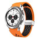 For Samsung Galaxy Watch 4 Classic 42 / 46mm Two Color Magnetic Folding Silver Buckle Silicone Watch Band(Orange Black) - 1