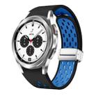 For Samsung Galaxy Watch 4 Classic 42 / 46mm Two Color Magnetic Folding Silver Buckle Silicone Watch Band(Black Sky Blue) - 1