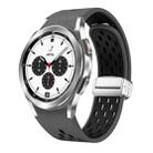 For Samsung Galaxy Watch 4 Classic 42 / 46mm Two Color Magnetic Folding Silver Buckle Silicone Watch Band(Coal Black) - 1