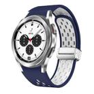 For Samsung Galaxy Watch 4 Classic 42 / 46mm Two Color Magnetic Folding Silver Buckle Silicone Watch Band(Midnight Blue White) - 1