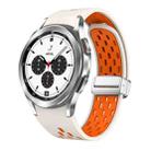 For Samsung Galaxy Watch 4 Classic 42 / 46mm Two Color Magnetic Folding Silver Buckle Silicone Watch Band(Starlight Orange) - 1