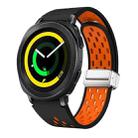 For Samsung Galaxy Gear Sport Two Color Magnetic Folding Silver Buckle Silicone Watch Band(Black Orange) - 1