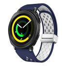 For Samsung Galaxy Gear Sport Two Color Magnetic Folding Silver Buckle Silicone Watch Band(Midnight Blue White) - 1