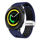 For Samsung Galaxy Gear Sport Two Color Magnetic Folding Silver Buckle Silicone Watch Band(Midnight Blue Black) - 1