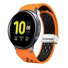 For Samsung Galaxy Watch Active 2 Two Color Magnetic Folding Silver Buckle Silicone Watch Band(Orange Black) - 1