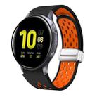 For Samsung Galaxy Watch Active 2 Two Color Magnetic Folding Silver Buckle Silicone Watch Band(Black Orange) - 1