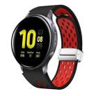 For Samsung Galaxy Watch Active 2 Two Color Magnetic Folding Silver Buckle Silicone Watch Band(Black Red) - 1