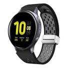 For Samsung Galaxy Watch Active 2 Two Color Magnetic Folding Silver Buckle Silicone Watch Band(Black Gray) - 1