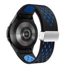 For Samsung Galaxy Watch Active 2 Two Color Magnetic Folding Silver Buckle Silicone Watch Band(Black Sky Blue) - 2