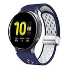 For Samsung Galaxy Watch Active 2 Two Color Magnetic Folding Silver Buckle Silicone Watch Band(Midnight Blue White) - 1