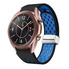 For Samsung Galaxy Watch 3 41mm Two Color Magnetic Folding Silver Buckle Silicone Watch Band(Black Sky Blue) - 1