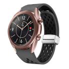 For Samsung Galaxy Watch 3 41mm Two Color Magnetic Folding Silver Buckle Silicone Watch Band(Coal Black) - 1