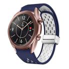 For Samsung Galaxy Watch 3 41mm Two Color Magnetic Folding Silver Buckle Silicone Watch Band(Midnight Blue White) - 1