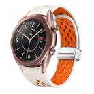 For Samsung Galaxy Watch 3 41mm Two Color Magnetic Folding Silver Buckle Silicone Watch Band(Starlight Orange) - 1