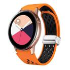 For Samsung Galaxy Watch Active Two Color Magnetic Folding Silver Buckle Silicone Watch Band(Orange Black) - 1