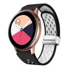 For Samsung Galaxy Watch Active Two Color Magnetic Folding Silver Buckle Silicone Watch Band(Black White) - 1