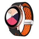 For Samsung Galaxy Watch Active Two Color Magnetic Folding Silver Buckle Silicone Watch Band(Black Orange) - 1