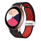 For Samsung Galaxy Watch Active Two Color Magnetic Folding Silver Buckle Silicone Watch Band(Black Red) - 1