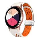 For Samsung Galaxy Watch Active Two Color Magnetic Folding Silver Buckle Silicone Watch Band(Starlight Orange) - 1