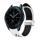 For Samsung Galaxy Watch 42mm Two Color Magnetic Folding Silver Buckle Silicone Watch Band(White Black) - 1