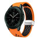 For Samsung Galaxy Watch 42mm Two Color Magnetic Folding Silver Buckle Silicone Watch Band(Orange Black) - 1