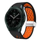 For Samsung Galaxy Watch 42mm Two Color Magnetic Folding Silver Buckle Silicone Watch Band(Black Orange) - 1