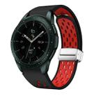 For Samsung Galaxy Watch 42mm Two Color Magnetic Folding Silver Buckle Silicone Watch Band(Black Red) - 1