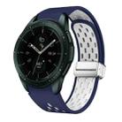 For Samsung Galaxy Watch 42mm Two Color Magnetic Folding Silver Buckle Silicone Watch Band(Midnight Blue White) - 1