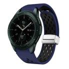 For Samsung Galaxy Watch 42mm Two Color Magnetic Folding Silver Buckle Silicone Watch Band(Midnight Blue Black) - 1